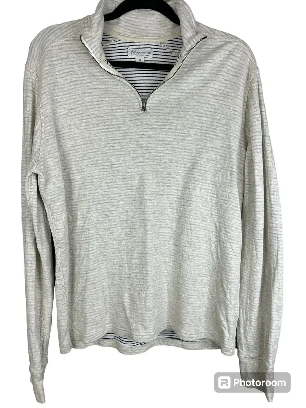 J. Crew Knit Goods Beige Tan Long Sleeve Quarter Zip Pullover Sweatshirt Size M